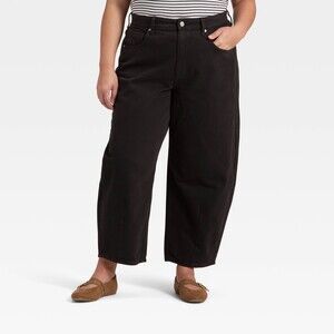 High-Rise Barrel Ankle Jeans - Black Wash 24